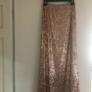 Rose gold sequin maxi skirt